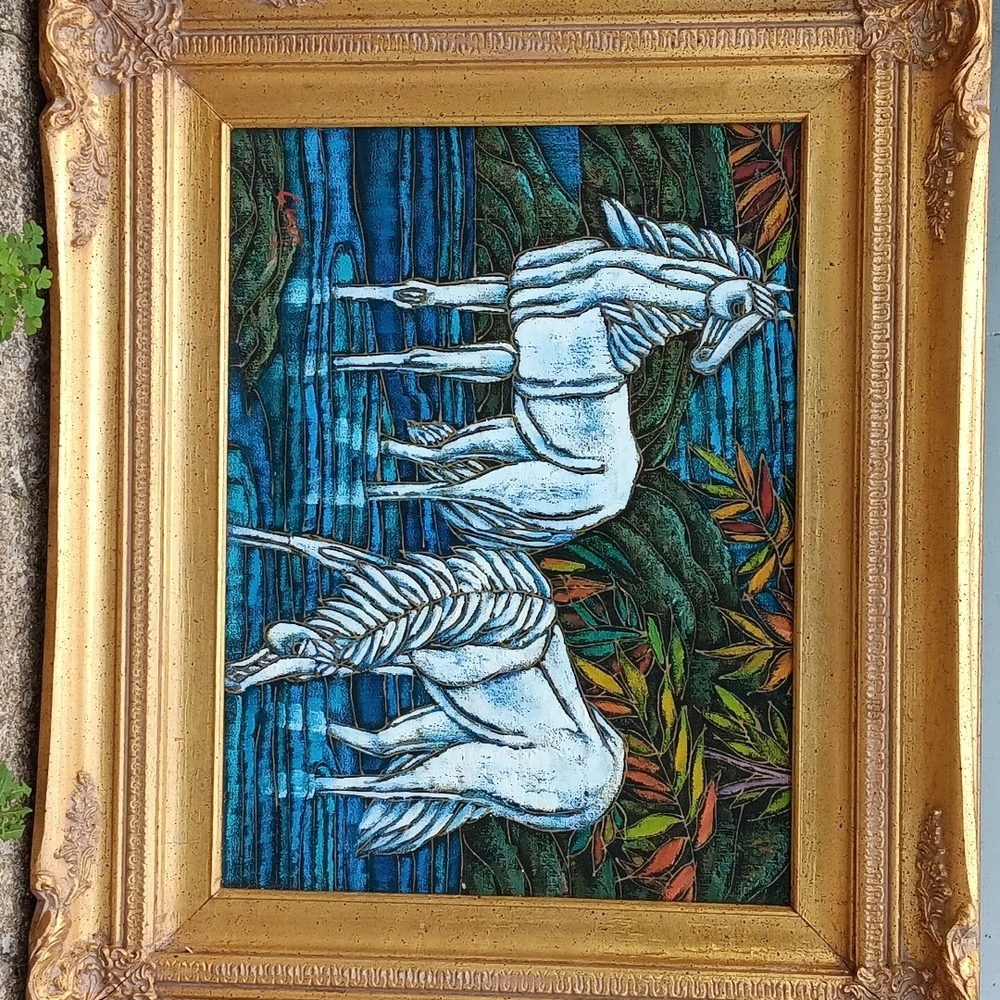 A-Elegant Gold Framed Unicorn Wall Art